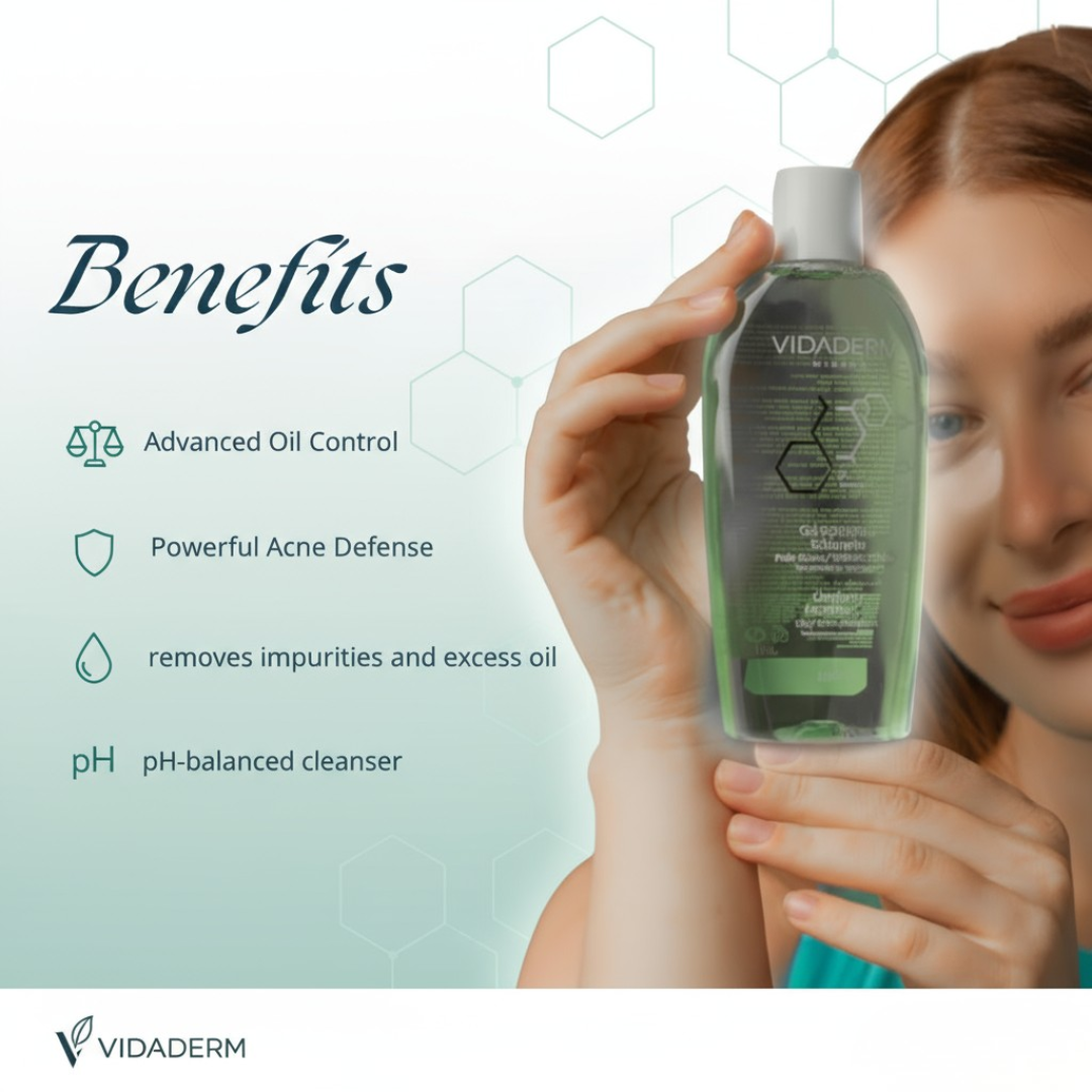 Vidaderm Clarifying Foaming Gel | Oil-Control Cleanser for Acne-Prone Skin