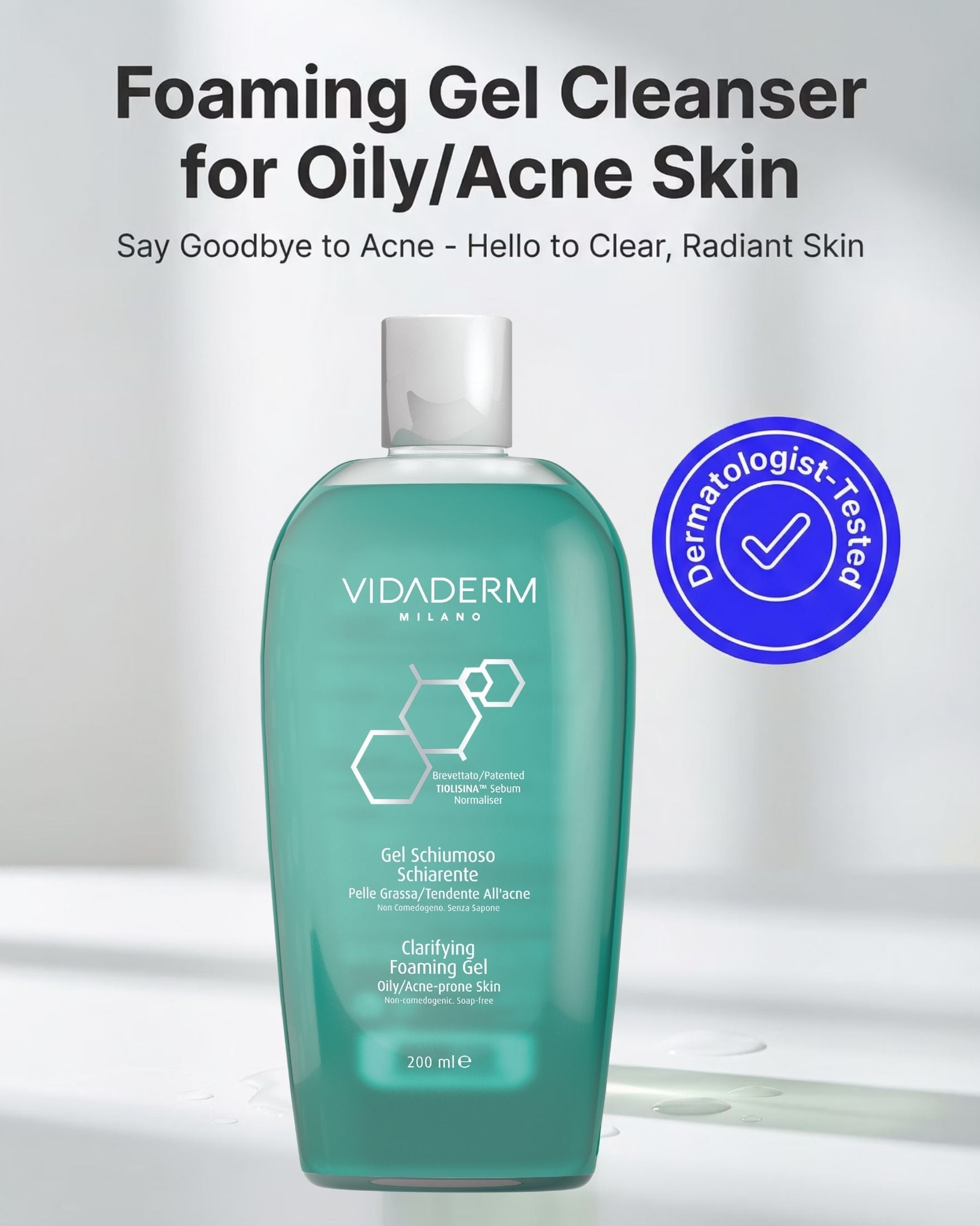 Vidaderm Clarifying Foaming Gel | Oil-Control Cleanser for Acne-Prone Skin
